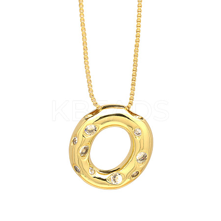 Brass Micro Pave Clear Cubic Zirconia Initial Pendant Necklaces FS-WGF17D9-20-1