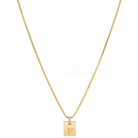 1Pc Stainless Steel Letter Rectangle Pendant Necklaces NJEW-LP0001-34F-G-1