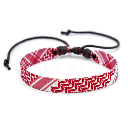 Arab Scarf Style Cloth with Wax Cord Braided Bracelets FS-WG12D4A-01-1