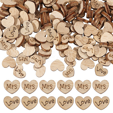 1400Pcs 2 Styles Heart Wood Craft Supplies WOOD-GL0001-23-1