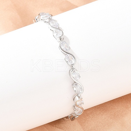 Platinum Tone Brass Micro Pave Cubic Zirconia Tennis Bracelets BJEW-B160-04P-05-1