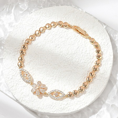 Brass Micro Pave Cubic Zirconia Link Chain Bracelets KK-R217-41G-1