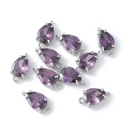 Brass Pave Cubic Zirconia Connector Charms KK-F892-53P-01-1