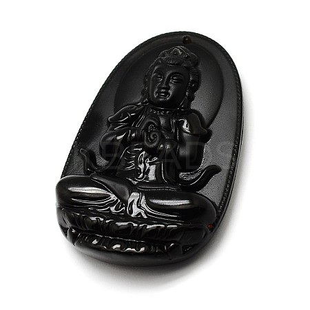 Buddhist Jewelry Natural Obsidian Large Cameo Buddha Pendants G-A133-03D-1