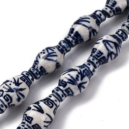 Handmade Blue and White Porcelain Beads Strands PORC-I027-13C-1