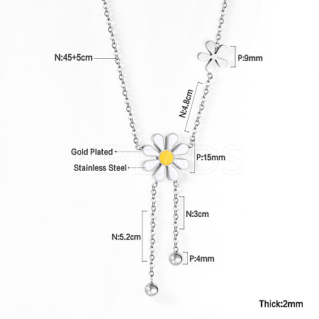 304 Stainless Steel Enamel Flower Bib Necklaces FS-WG58DA2-06-1