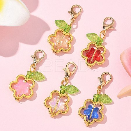 Star Alloy & Glass Pendant Decorations HJEW-JM03274-01-1