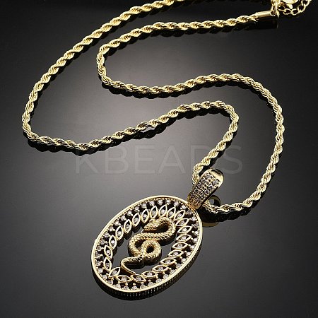 Brass Cubic Zirconia Pendant Necklaces for Women NJEW-U034-02B-G-1