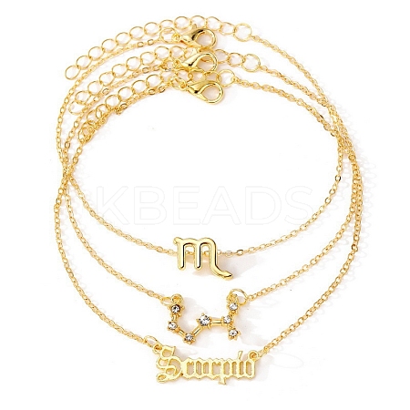 3Pcs Alloy Rhinestones Anklets LS-AJEW-S083-01G-09-1