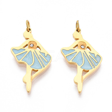 304 Stainless Steel Enamel Pendants STAS-N115-01C-G-1