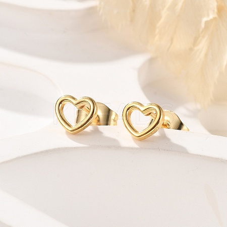 PVD Vacuum Plating 304 Stainless Steel Tiny Hollow Out Heart Stud Earrings for Women EJEW-P212-06G-1