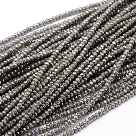 Faceted Rondelle Full Rainbow Plated Electroplate Glass Beads Strands X-EGLA-M004-2mm-A04-1