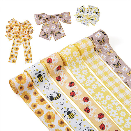 6 Rolls 6 Styles Polyester Ribbon OCOR-KS0001-01-1