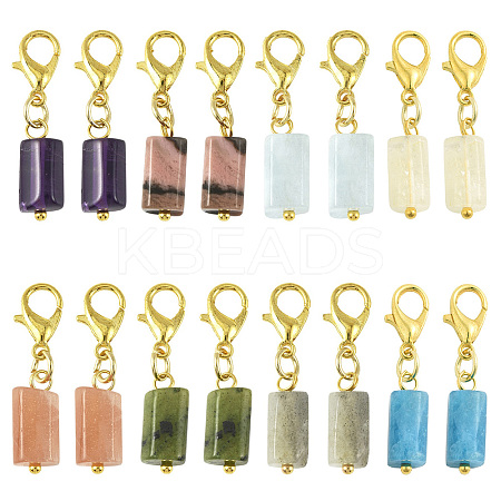 16Pcs 8 Colors Natural Gemstone Pendant Decorations HJEW-YW00209-1