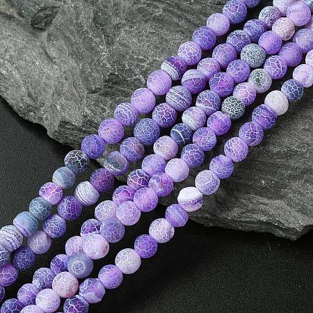 Natural Weathered Agate Beads Strands G-G589-6mm-06-1
