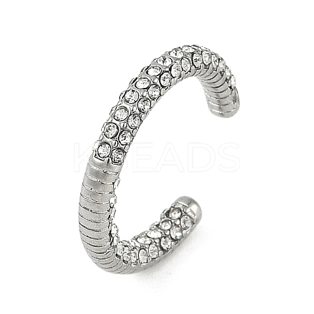 304 Stainless Steel Ring with Rhinestones RJEW-D083-08P-1