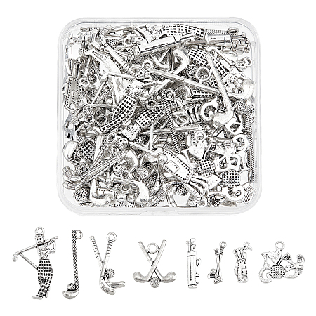80Pcs 8 Style Golf Theme Tibetan Style Alloy Pendants FIND-AR0001-89-1