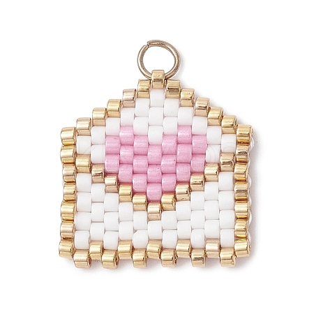 Beaded Heart Envelope Charms PALLOY-MZ01092-01-1