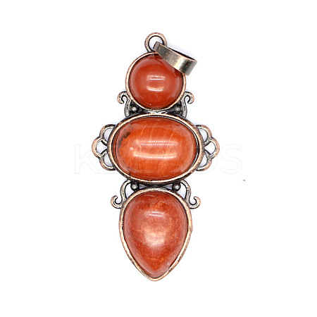 Retro Natural Red Jasper Pendants PW-WG7292F-01-1