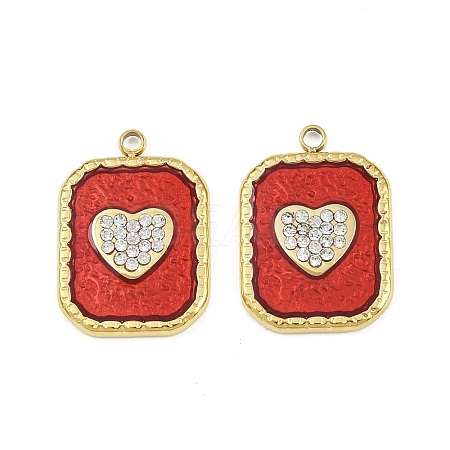 304 Stainless Steel Rhinestone Pendants STAS-P415-27G-1