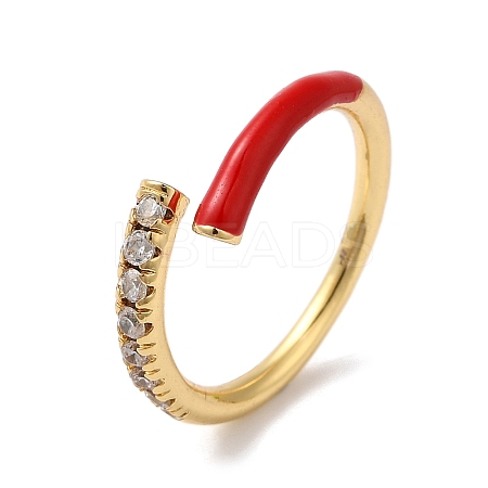 Rack Plating Brass Cubic Zirconia Open Cuff Rings for Women RJEW-S407-04H-1
