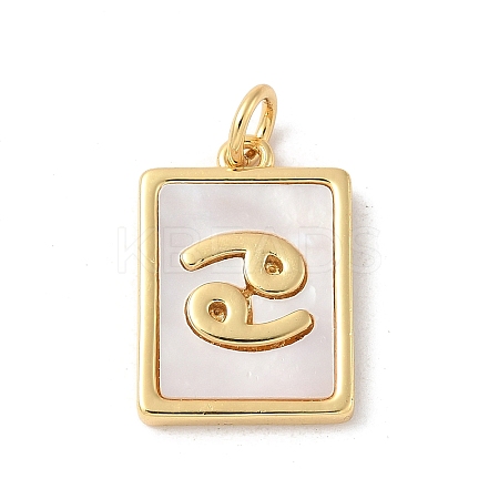 Brass Pave Natural White Shell Pendants KK-S522-09G-I-1