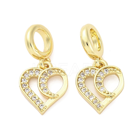 Brass Micro Pave Cubic Zirconia European Dangle Charms KK-D325-19G-01-1