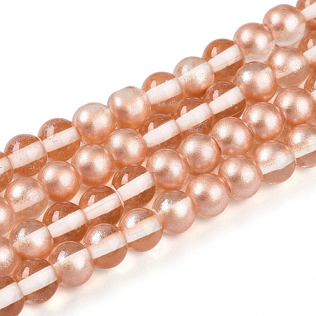 Baking Paint Transparent Glass Beads Strands DGLA-N011-6mm-04-1