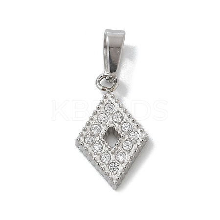 Ion Plating(IP) 304 Stainless Steel Micro Pave Cubic Zirconia Pendants STAS-Z107-06P-07-1