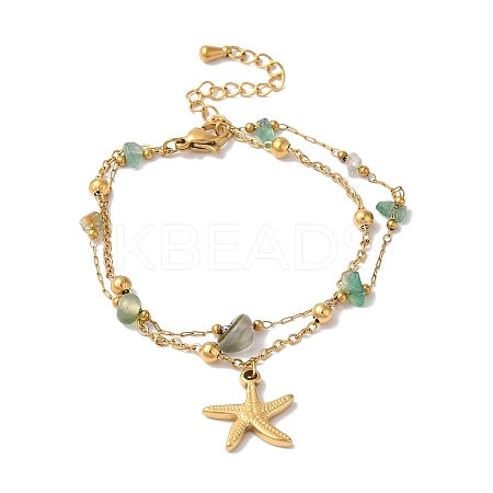 Summer Beach Nuggets Natural Agate(Dyed & Heated) Multi-Strand Bracelets BJEW-P326-07C-G-1