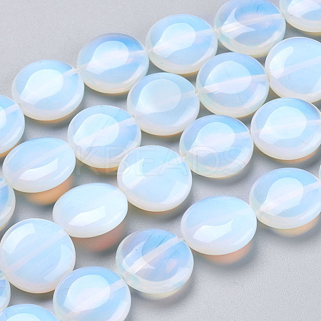 Flat Round Opalite Beads Strands G-S110-25-1
