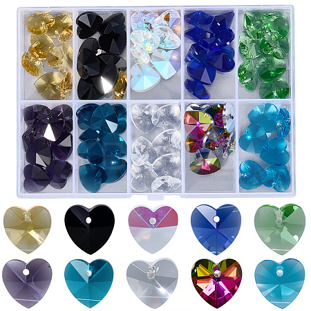 80Pcs 10 Colors Romantic Valentines Ideas Glass Charms EGLA-SP0001-31-1