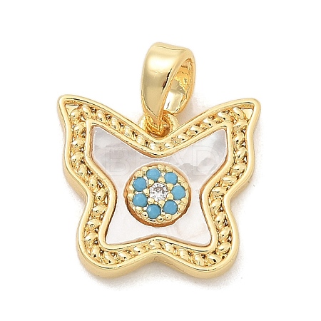 Brass Micro Pave Cubic Zirconia Pendents KK-M303-01G-07-1