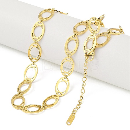 Ion Plating(IP) 304 Stainless Steel Oval Link Chain Necklaces for Women NJEW-K276-04A-G-1