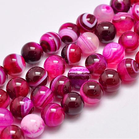 Natural Striped Agate/Banded Agate Bead Strands G-G962-10mm-01-1