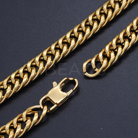 Men's 304 Stainless Steel Cuban Link Chain Necklaces NJEW-T012-01A-46-G-1