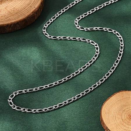 Non-Tarnish 304 Stainless Steel Figaro Chain Necklaces NJEW-E143-04P-1