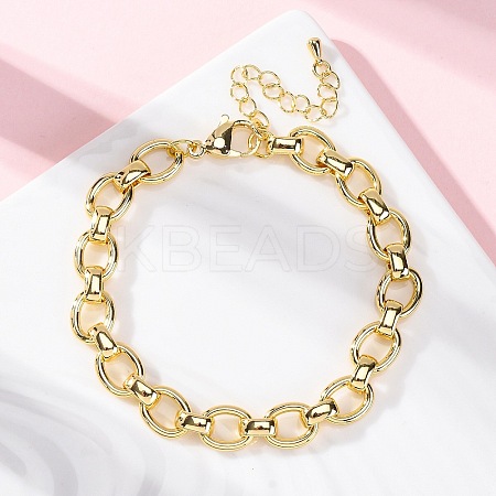 Brass Oval Link Chain Bracelets for Women Men X-BJEW-K273-06G-1