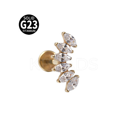 G23 Titanium with Clear Cubic Zirconia Internally Threaded Labrets WG8E19F-08-1