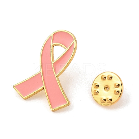 Breast Cancer Awareness Pink Ribbon Enamel Pin JEWB-C014-01G-1