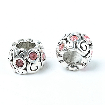 Zinc Alloy Rhinestone European Beads PALLOY-TAC0024-06B-1