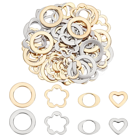 80Pcs 8 Style 304 Stainless Steel Linking Rings STAS-UN0022-50-1