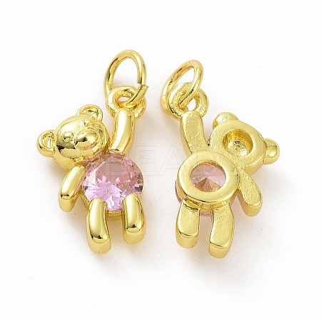 Brass Micro Pave Clear Cubic Zirconia Charms ZIRC-F135-25G-02-1