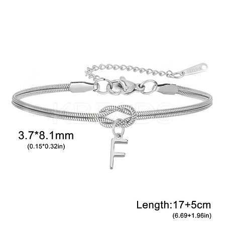 304 Stainless Steel Initial Charm Bracelets FS-WGD8E41-17-1