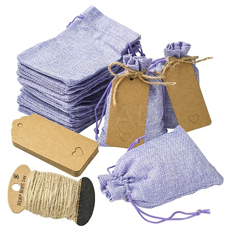 20Pcs Rectangle Polyester Imitation Burlap Packing Pouches Drawstring Bags ABAG-YW0001-18-1