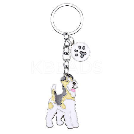 WEWAYSMILE Dog Keychain Car Keychain Pet Pendant Key-Ring Lovely Dog Key-ring Portable Metal Keychain Gift for Pet Lover Birthday Puppy Theme Party Supplies (Terrier) JX803A-1