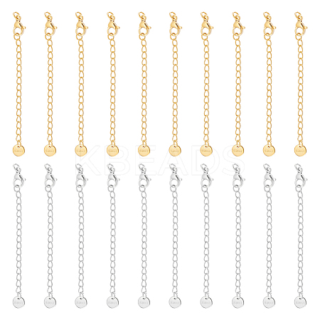 20Pcs 2 Colors 304 Stainless Steel Chain Extender STAS-UN0060-91-1