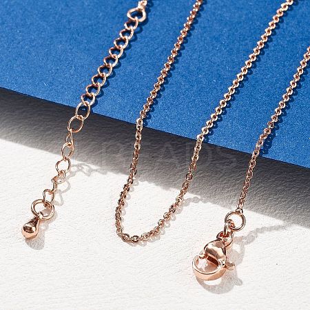 Brass Rolo Chains Necklaces for Women NJEW-D302-45RG-1