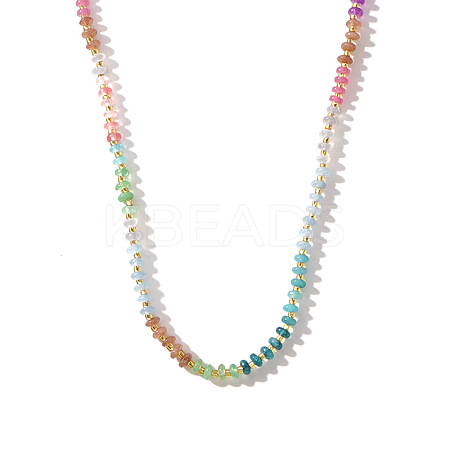 Colorful Rondelle Beades Natural Mixed Beaded Necklaces for Summer Beach Style TW6378-1