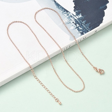 1.5MM Brass Ball Chain Necklaces NJEW-Z097-03RG-1